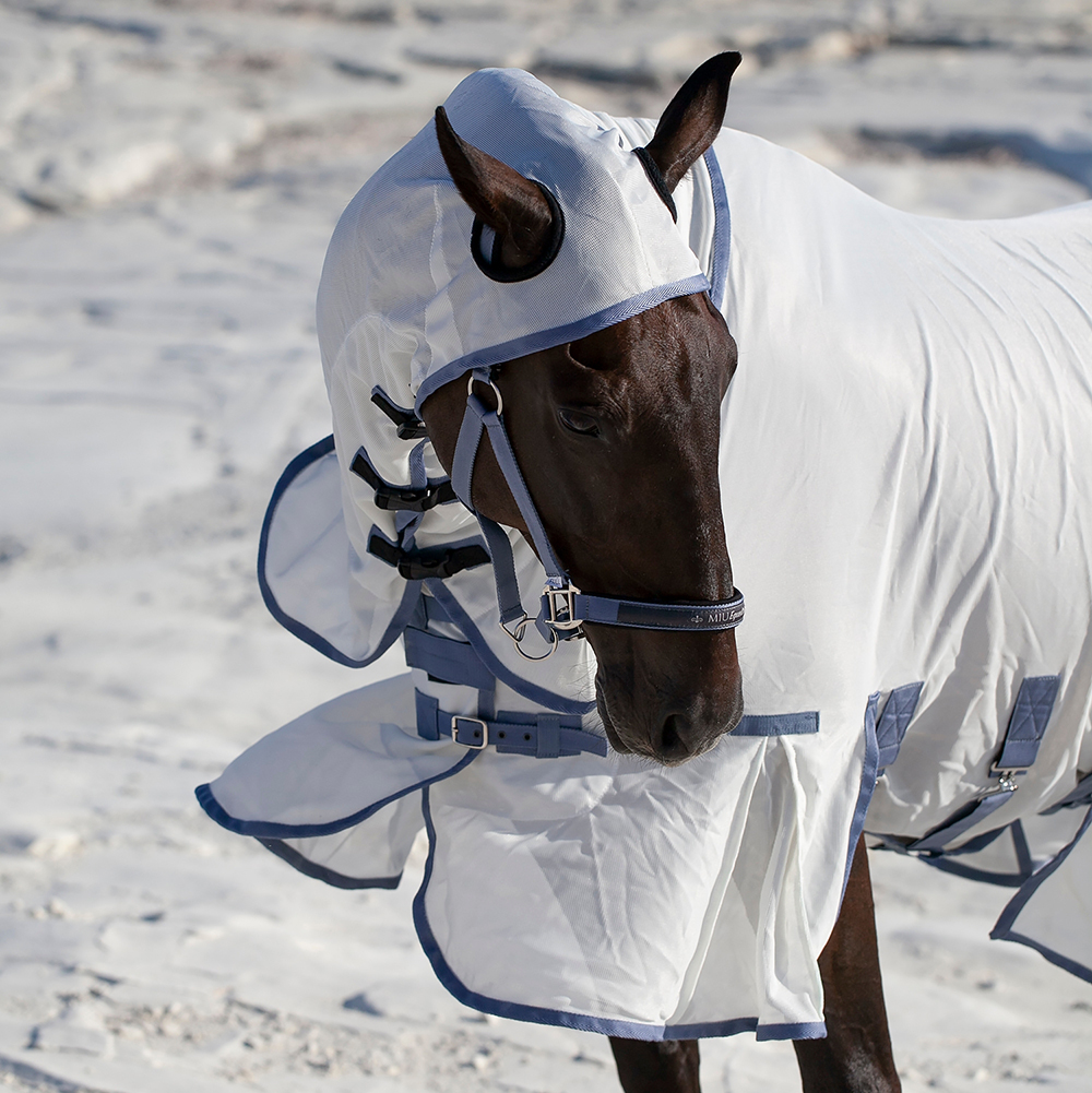 Попона антимоскитная со вшитым капором MIU Equestrian Fly Screen Hoody белый