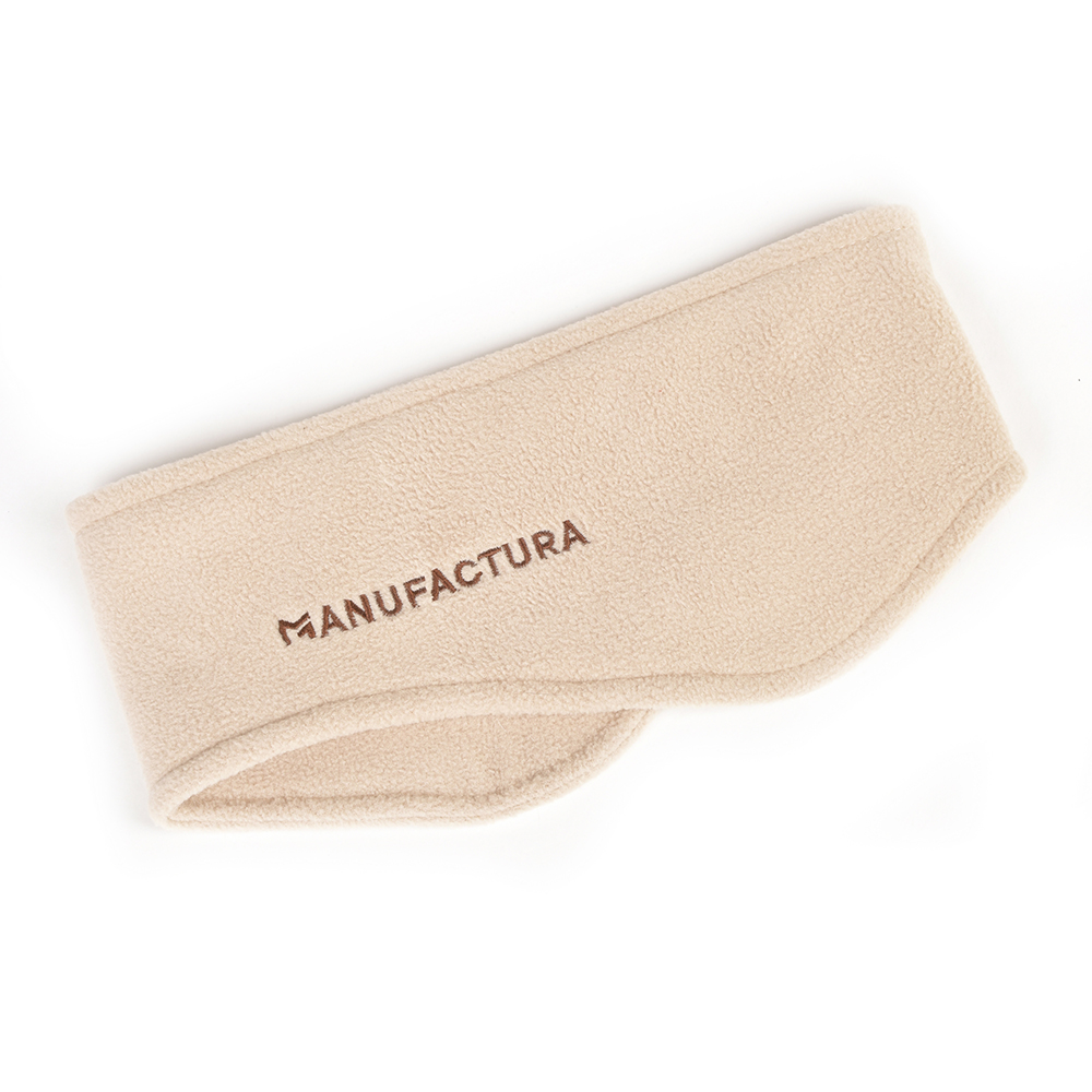 Полоска флисовая Manufactura на уши с вышивкой бежевый